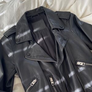 All Saints Black Leather Biker Jacket